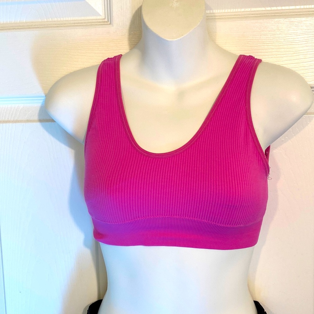 Aerie Barbie Pink Ribbed Sports Bra Size Small